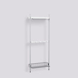 Pier System 1041 1 sektion 82 × 31,5 × 209 cm Hyllsystem PS White, Klaranodiserad aluminium, Förkromad ståltråd