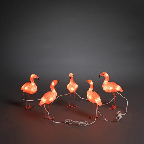 Flamingor akryl 5st LED Ljusdekoration Ute
