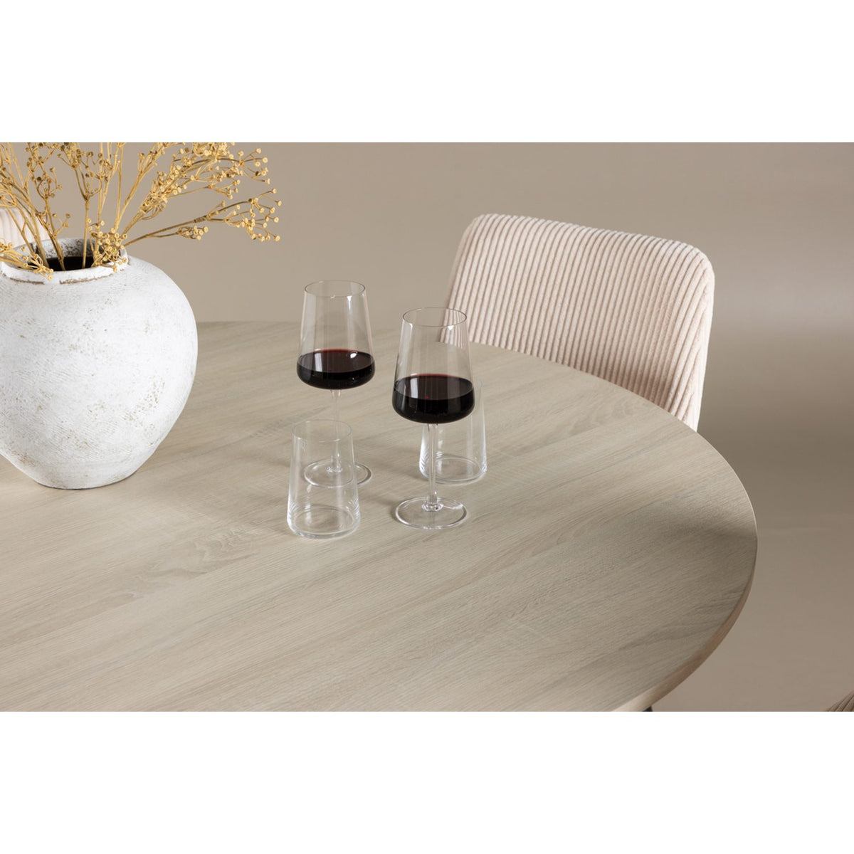 Lanzo, Leone Rund matgrupp Beige,Svart, Vitlaserad, ⌀120