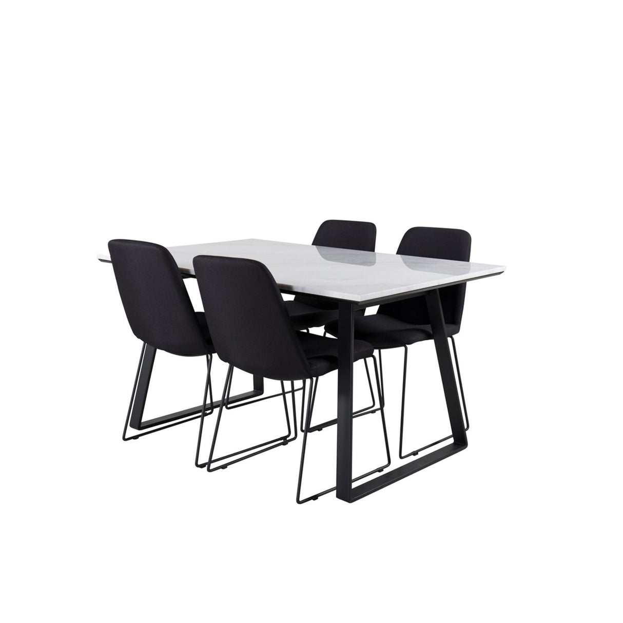 Estelle, Muce Rektangulär matgrupp Svart, Svart, vit, 140 x 90