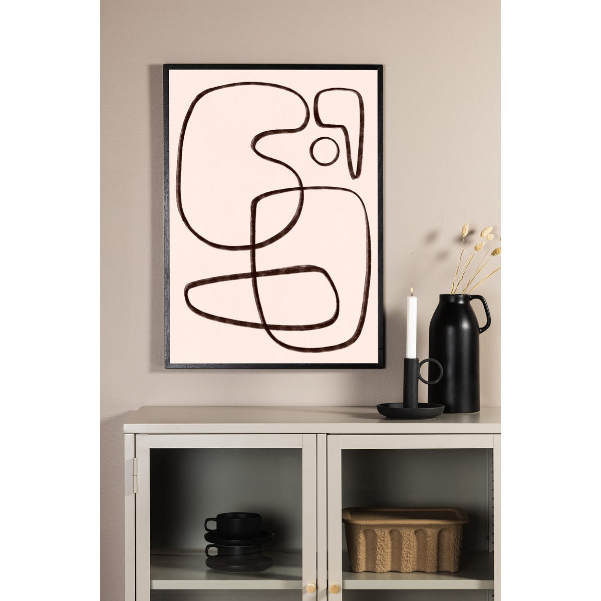 Linjekonst Poster Vit, 50 x 70 cm