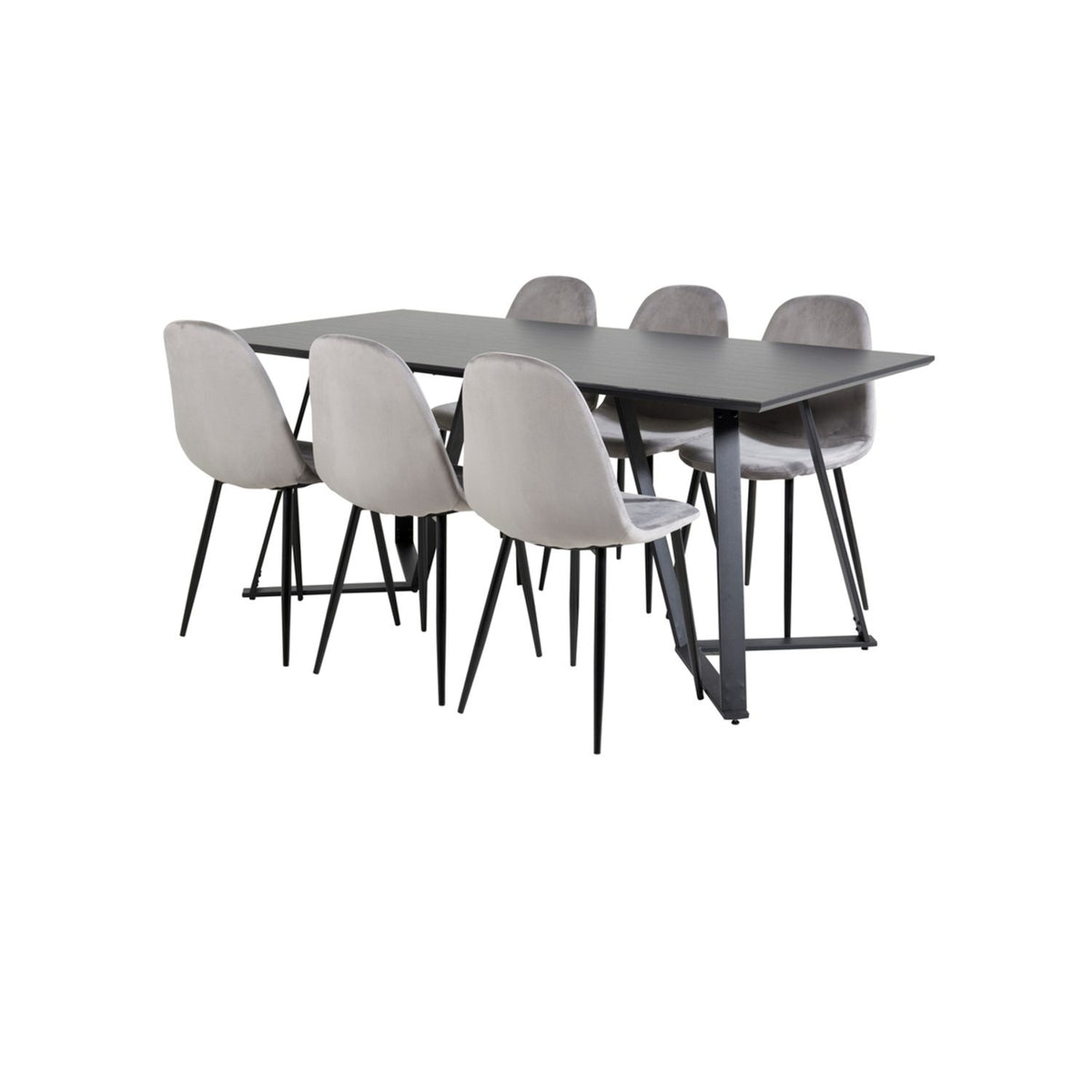 Marina, Polar Rektangulär matgrupp Svart,Grå, Svart, 180 x 90