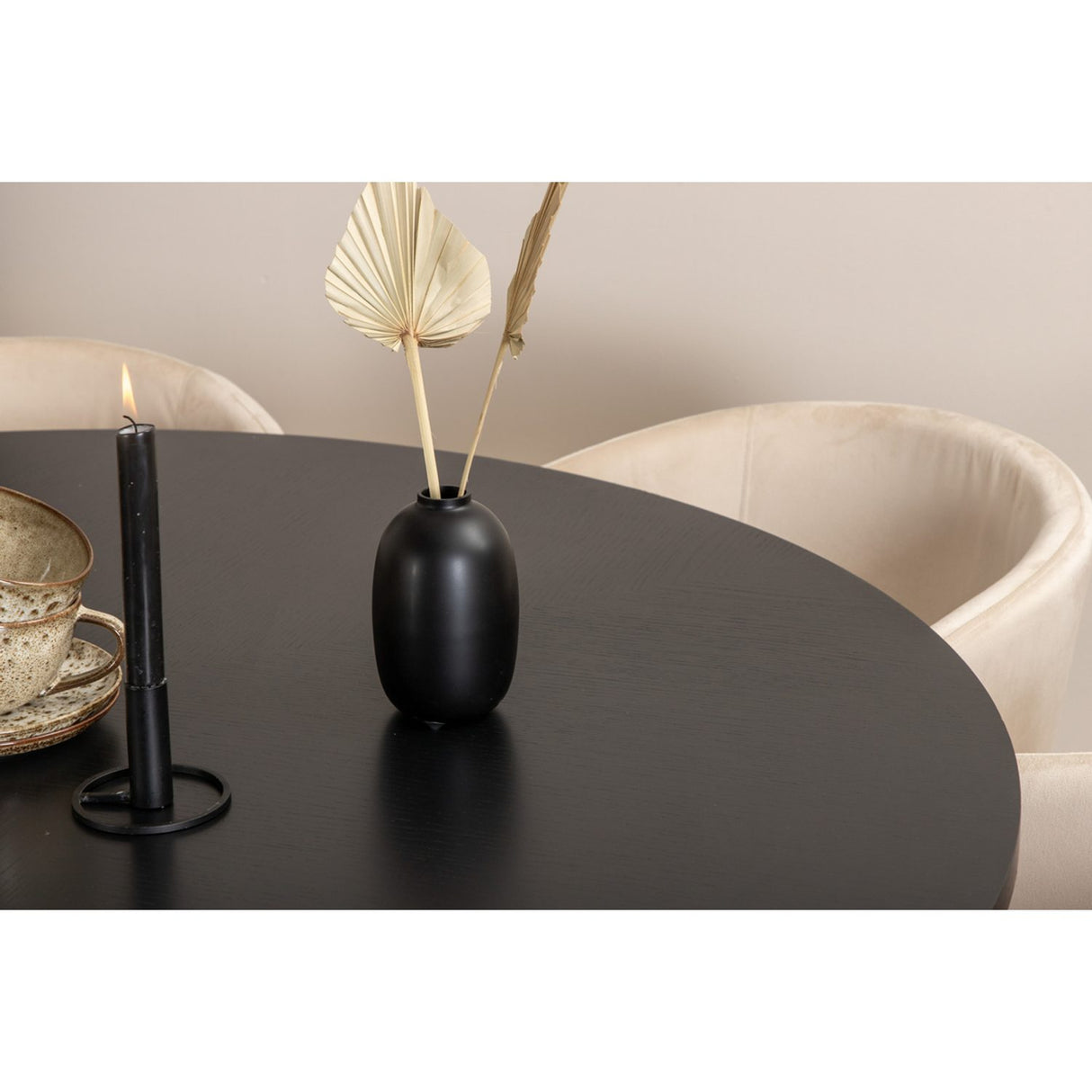 Copenhagen, Berit Rund matgrupp Beige,Svart, Svart, ⌀140