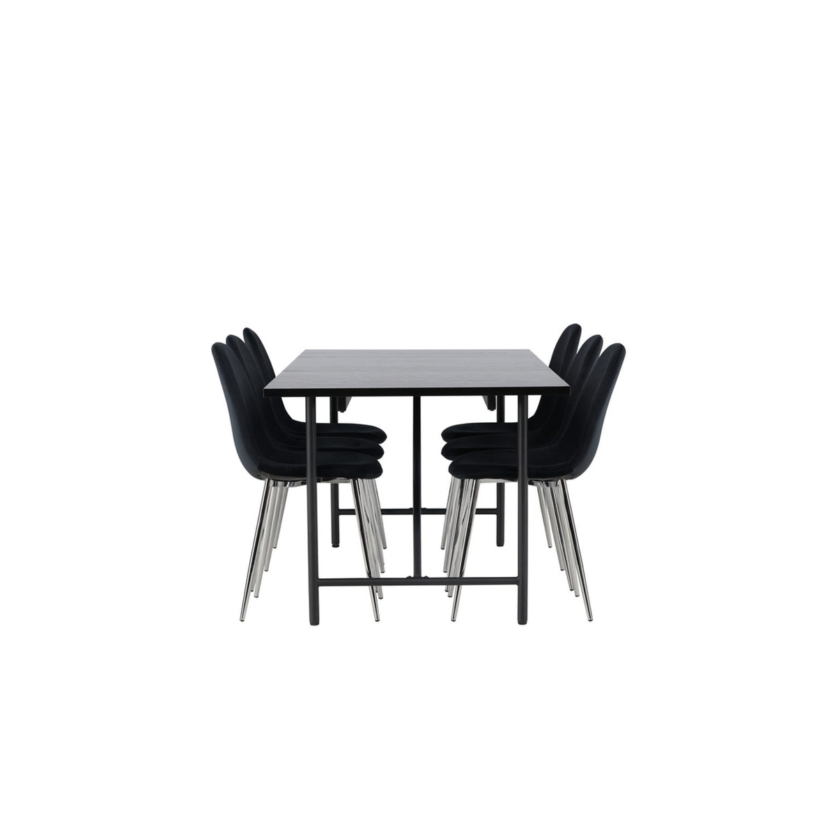 Astrid, Polar Rektangulär matgrupp Svart,Silver, Svart, 200 x 90