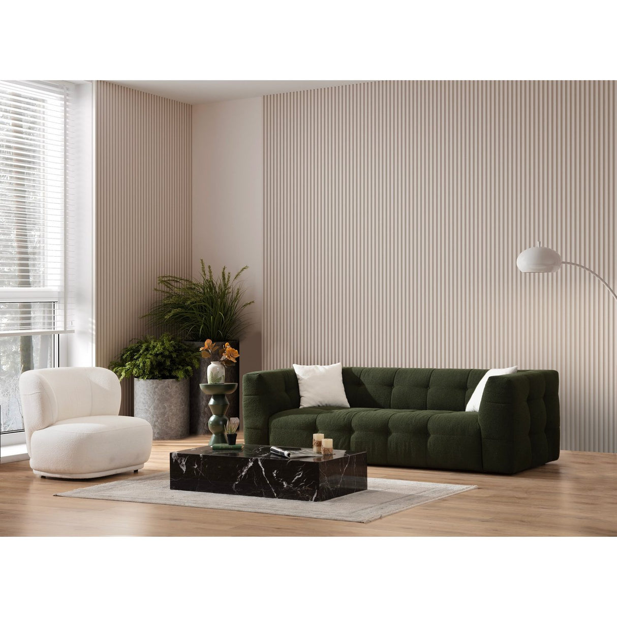 Bamako (235 x 100 x 72 cm) 3-sitssoffa Grön