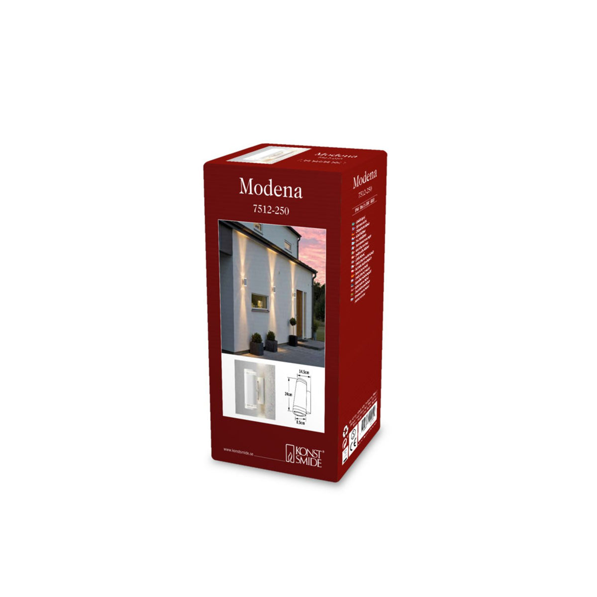 Modena GU10 Dubbel Transparent Vägglampa Ute Vit, 24 cm