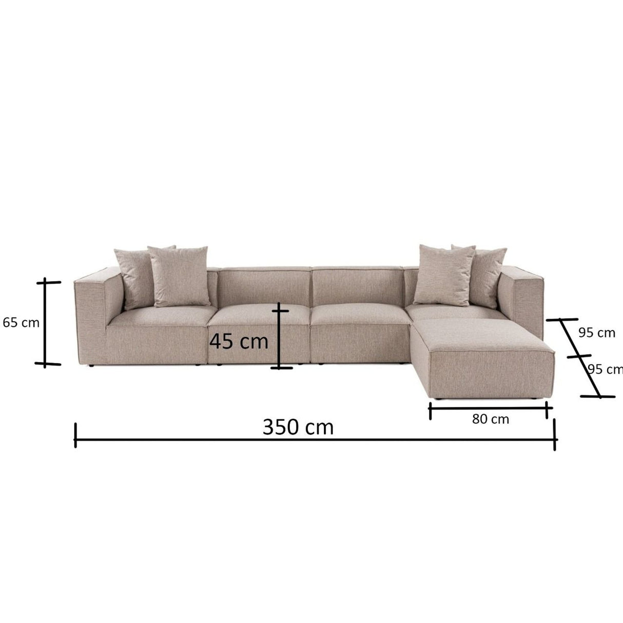 Sora (350 x 65 x 190 cm) Hörnsoffa Sandbeige