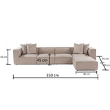 Sora (350 x 65 x 190 cm) Hörnsoffa Sandbeige