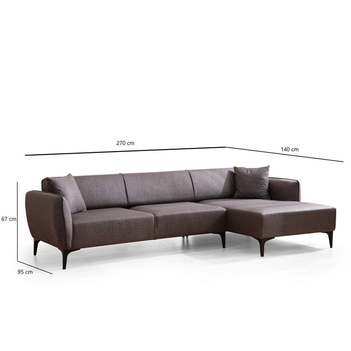 Gaborone (270-140 x 95 x 67 cm) Hörnsoffa Mörkgrå, Höger