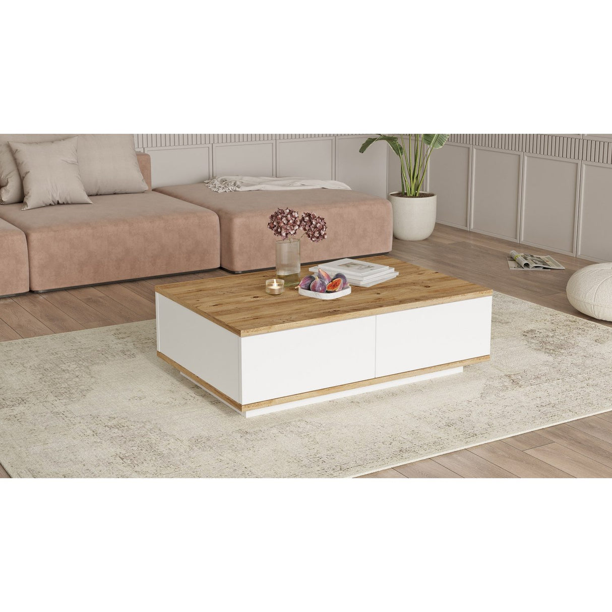 Bissau (90 x 28,6 x 60 cm) Soffbord Atlantisk furu vit