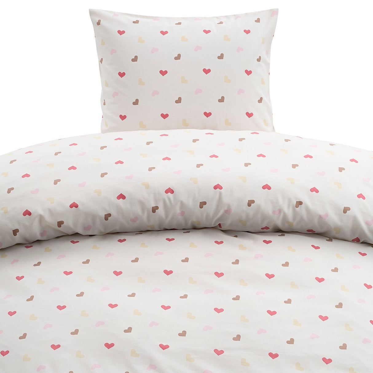 2-Dels Set Hjärtrud Påslakanset Enkelsäng Beige
