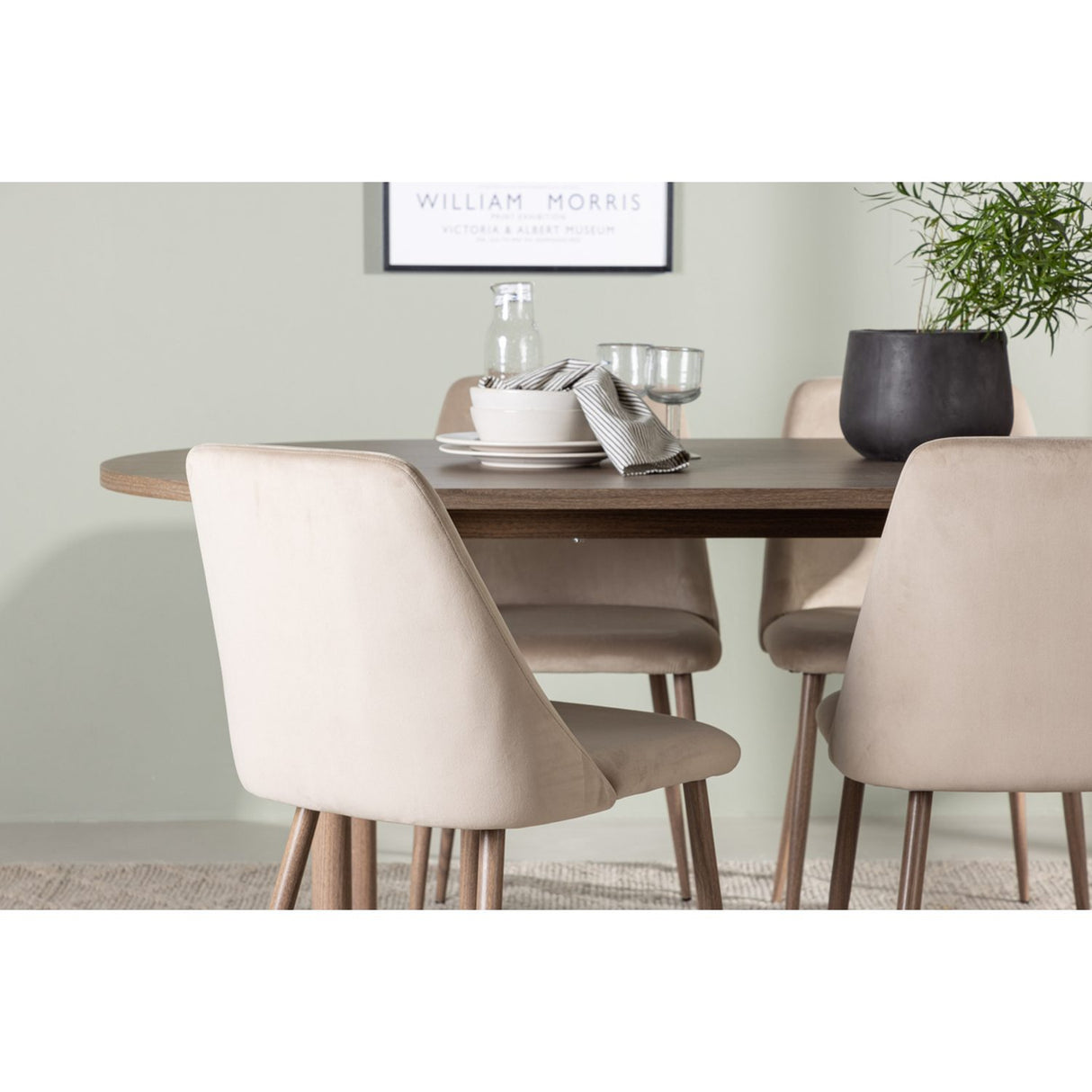 Andy, Night Oval matgrupp Valnöt, Beige, Natur, 180 x 90