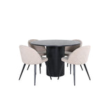 Bianca, Velvet Rund matgrupp Beige, Svart, 4st