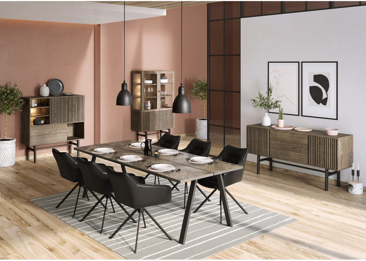 Vitrinskåp Nr.230 Trädörrar 100x180 cm Rökoljad Ek