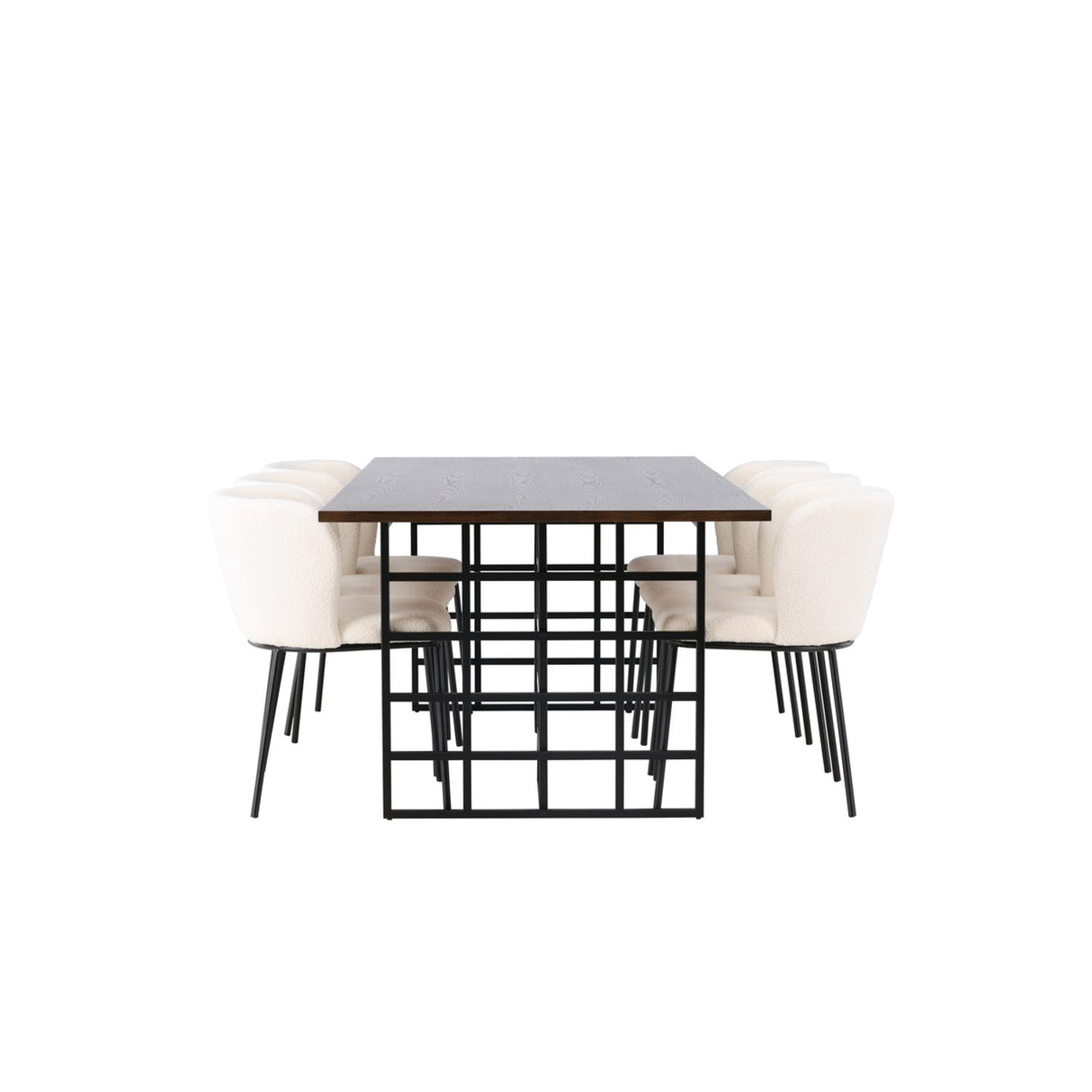 Ystad, Edina Rektangulär matgrupp Svart,Vit, Svart, mocka, 220 x 100