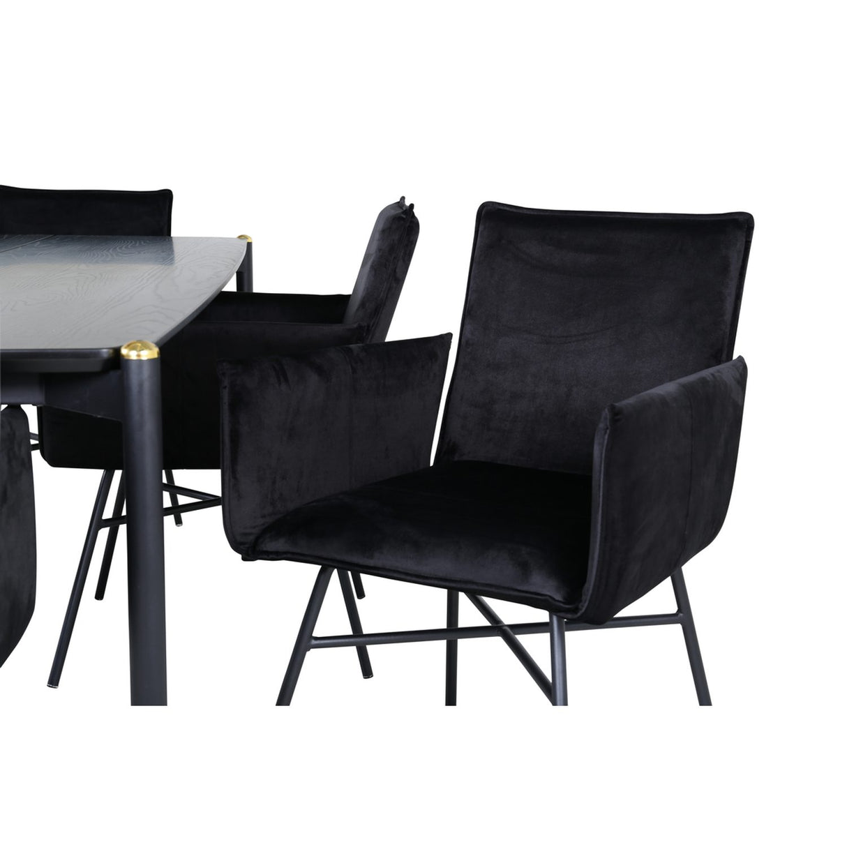 Pelle, Petra Rektangulär matgrupp Svart, Svart, 190 x 90