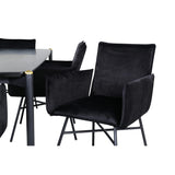 Pelle, Petra Rektangulär matgrupp Svart, Svart, 190 x 90