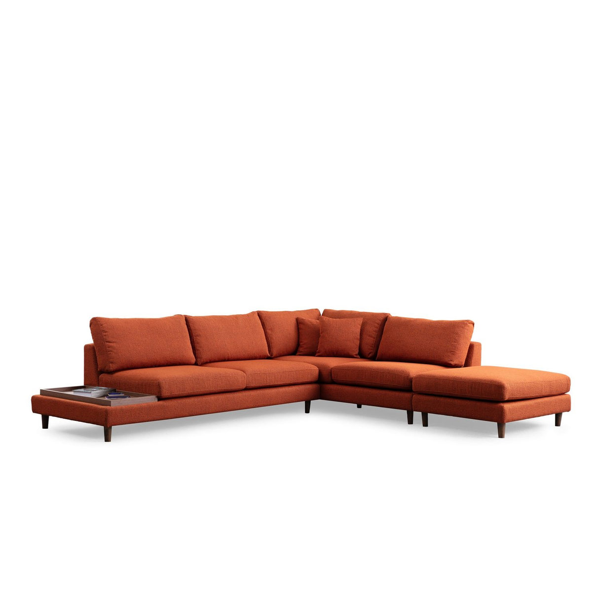Auckland med puff (314-275 x 95 x 76 cm) Orange Hörnsoffa