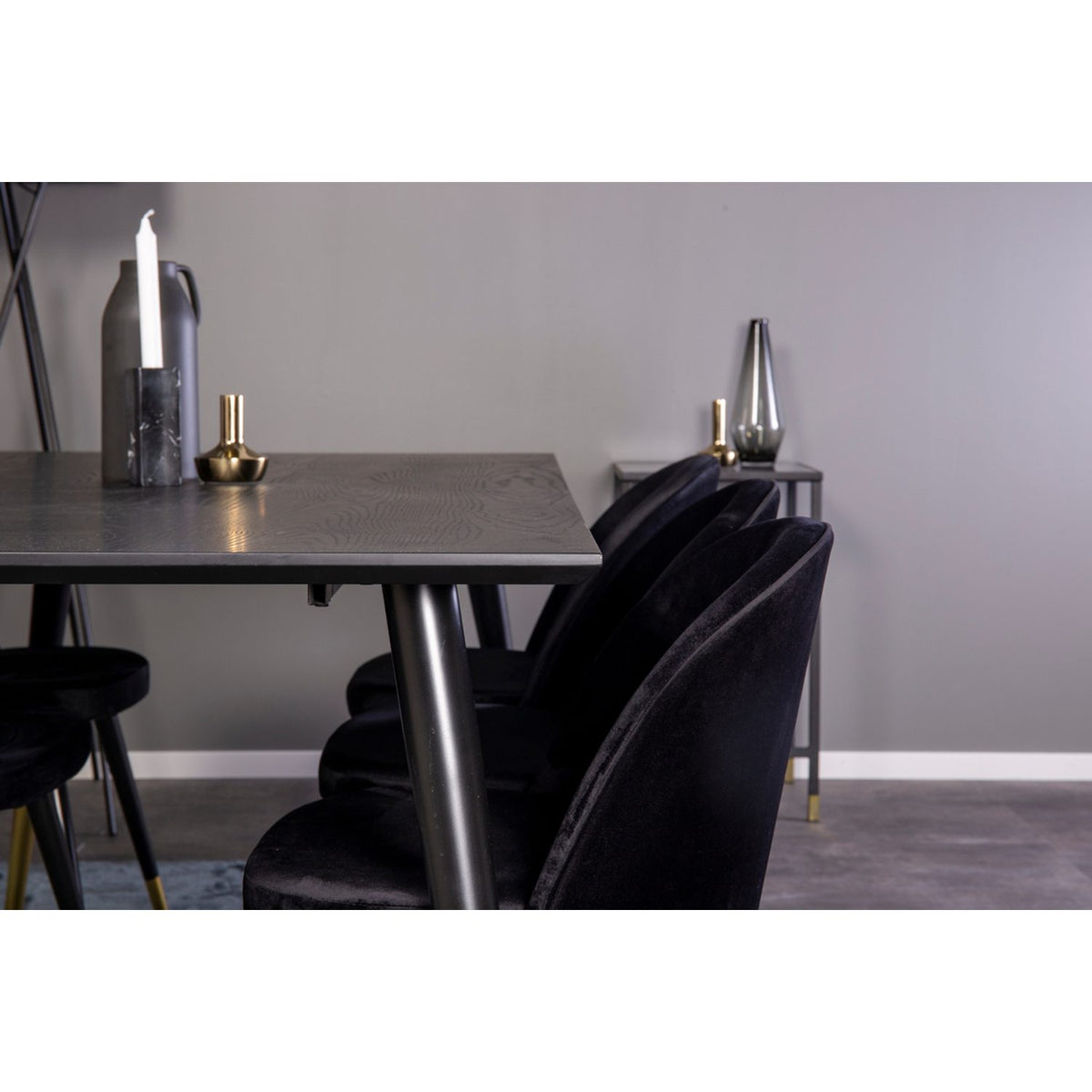 Dipp, Velvet Rektangulär matgrupp Svart,Guld, Svart,Guld, 180 x 90