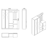 Gaborone (147,2 x 179,7 x 37,5 cm) Hallstativ Atlantisk furu Antracit