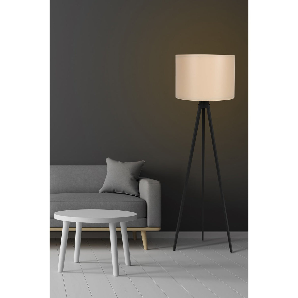 Salvador (H 145 cm) Golvlampa Kräm svart