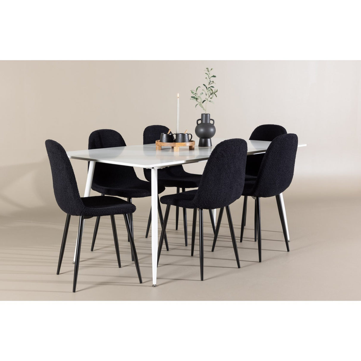 Silar, Polar Rektangulär matgrupp Svart, Vit, 180 x 90