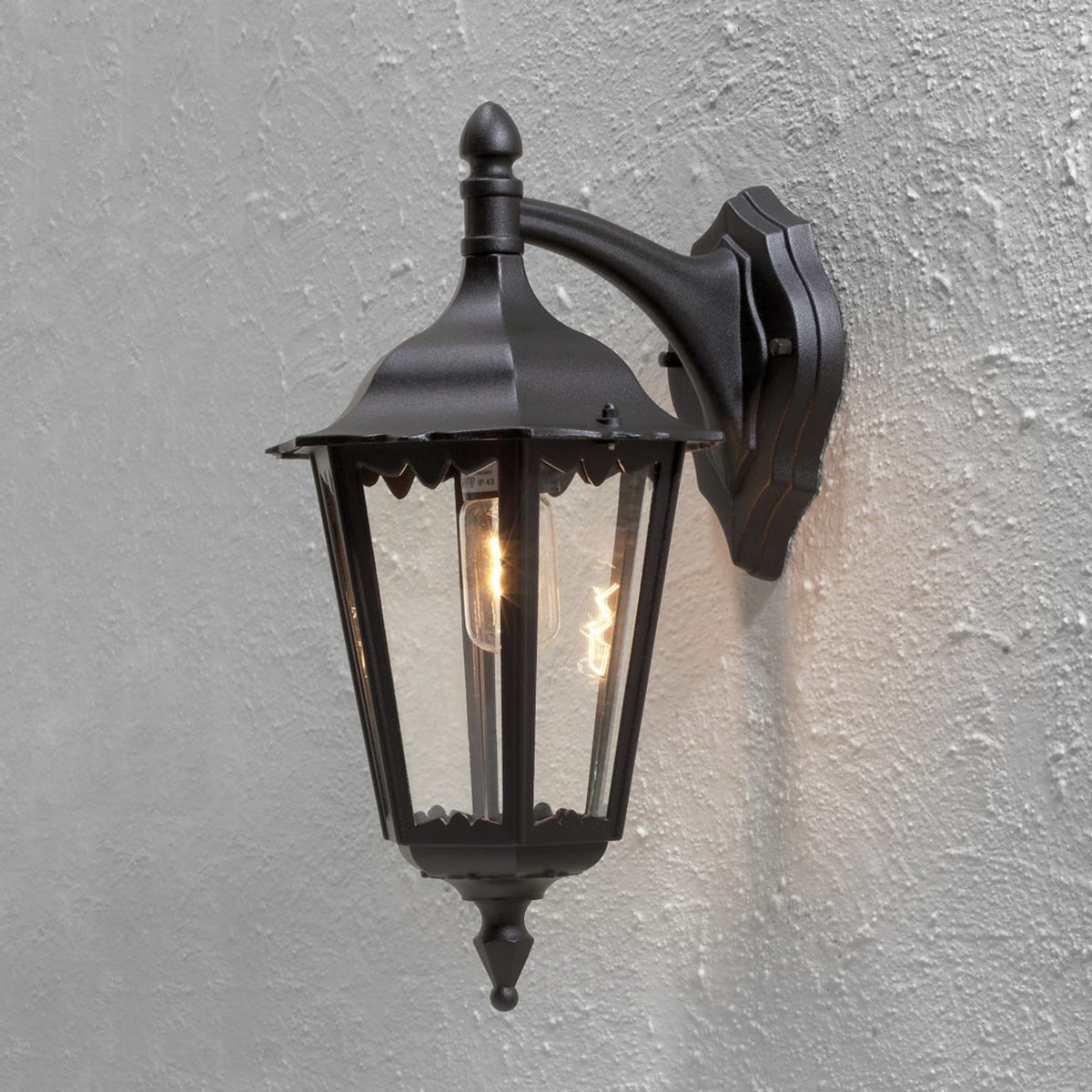 Firenze E27 Stor Vägglampa Ute Ned, Svart