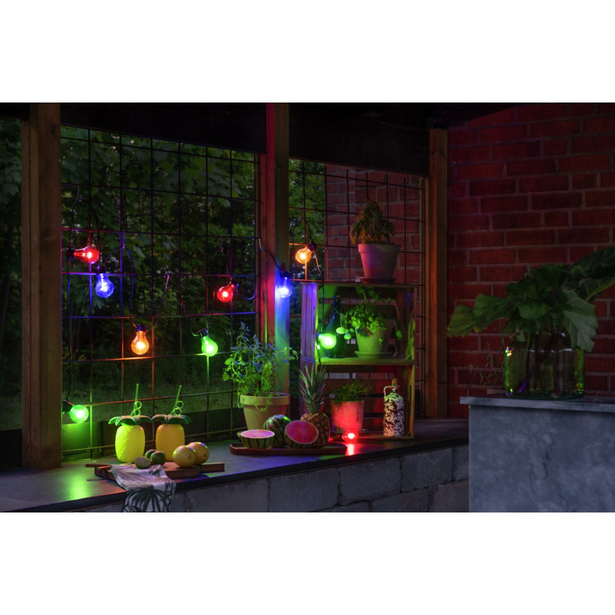 E27 5 LED Svart kabel Timer 6h Ljusslinga Ute Färgad