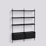 Pier System 132 2 sektioner 162 × 34 × 209 cm Hyllsystem PS Black, Black – anodiserad aluminium