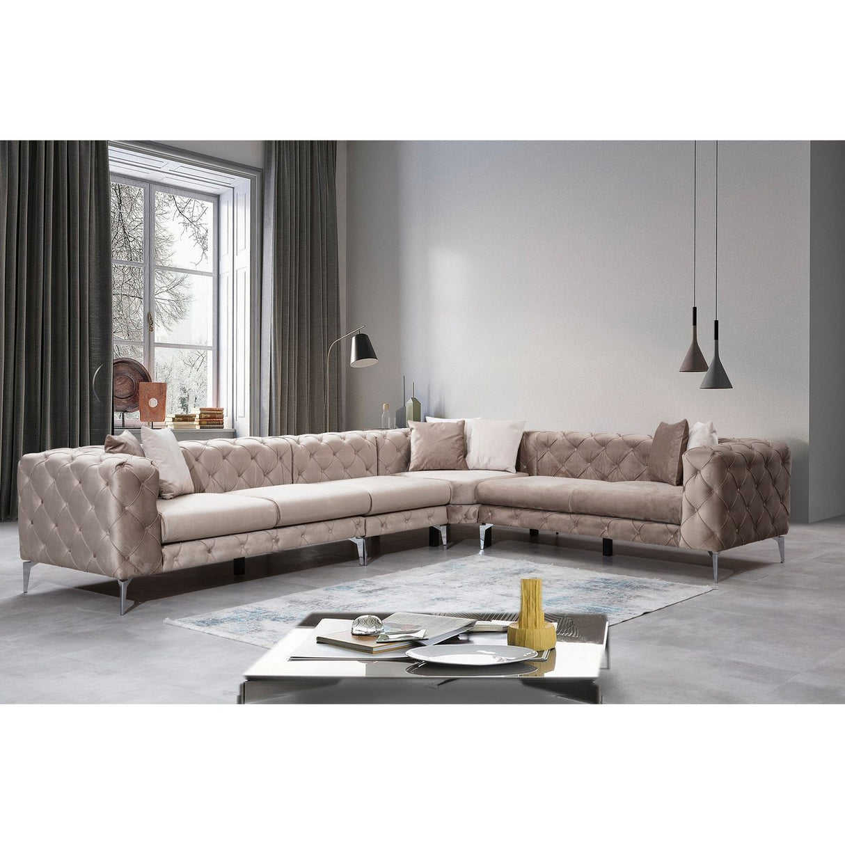 Lyon Beige Hörnsoffa