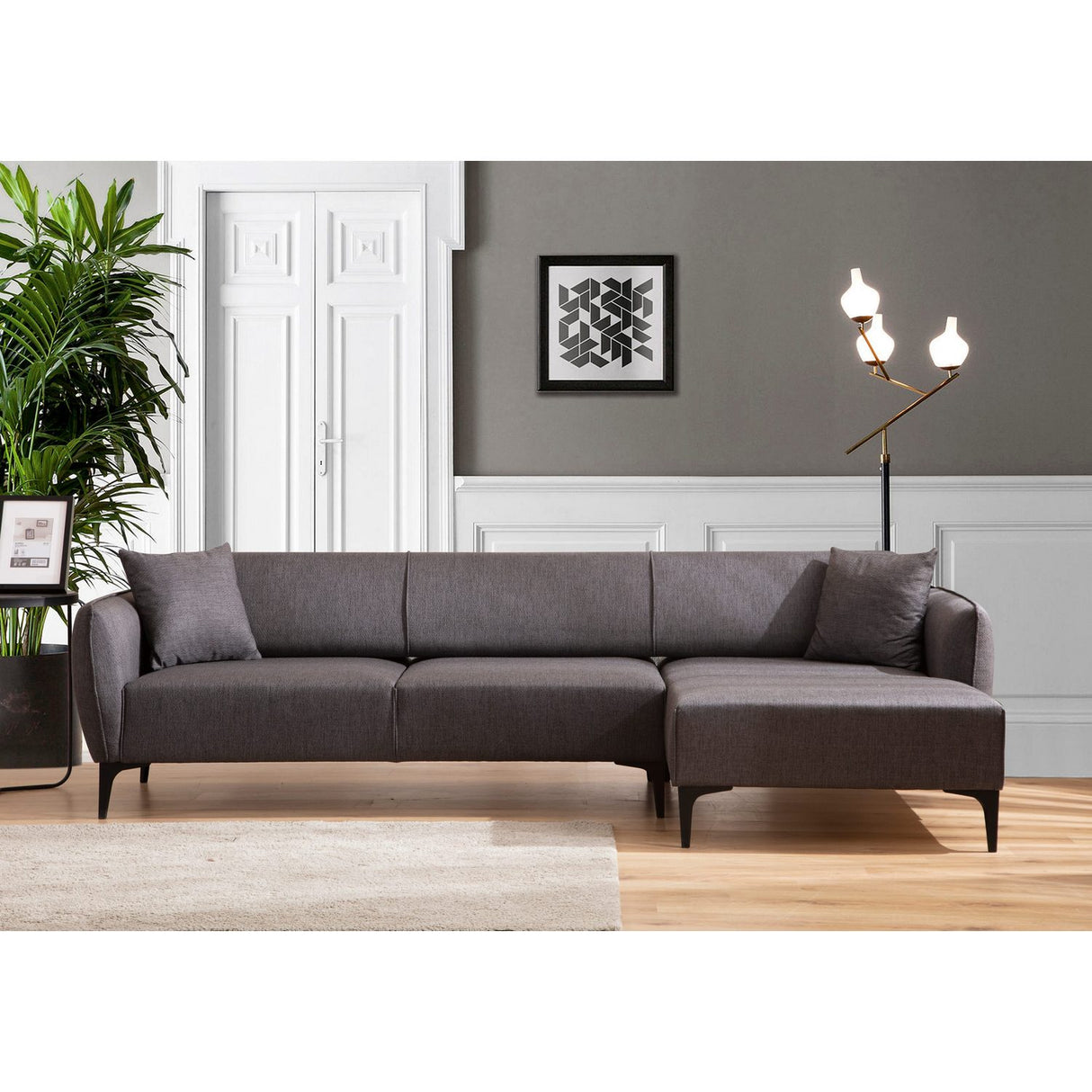 Gaborone (270-140 x 95 x 67 cm) Hörnsoffa Mörkgrå, Höger