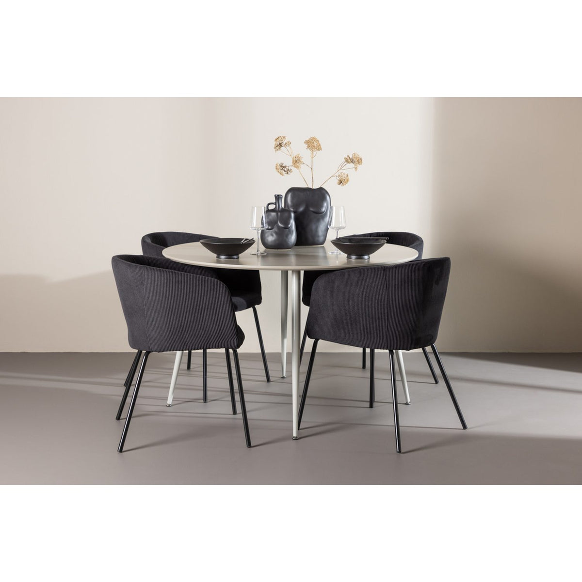 Plaza, Berit Rund matgrupp Svart, Beige, ⌀120