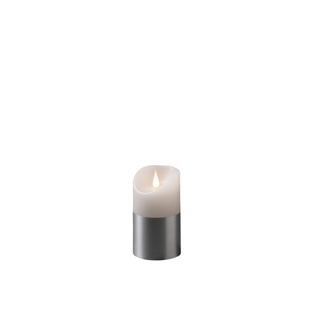 Vaxljus vitt med folie LED timer 4/8h 2xC Dekorationsljus El 7,5x13,5cm, Silver