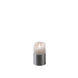 Vaxljus vitt med folie LED timer 4/8h 2xC Dekorationsljus El 7,5x13,5cm, Silver