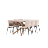 Piazza, Modesto Rektangulär matgrupp Beige,Svart, Mocka, 180 x 90