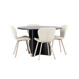 Strada, Lilja Oval matgrupp Beige, Svart, ⌀120