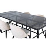 Leif, Velvet Rektangulär matgrupp Beige, Svart, Svart, 200 x 90