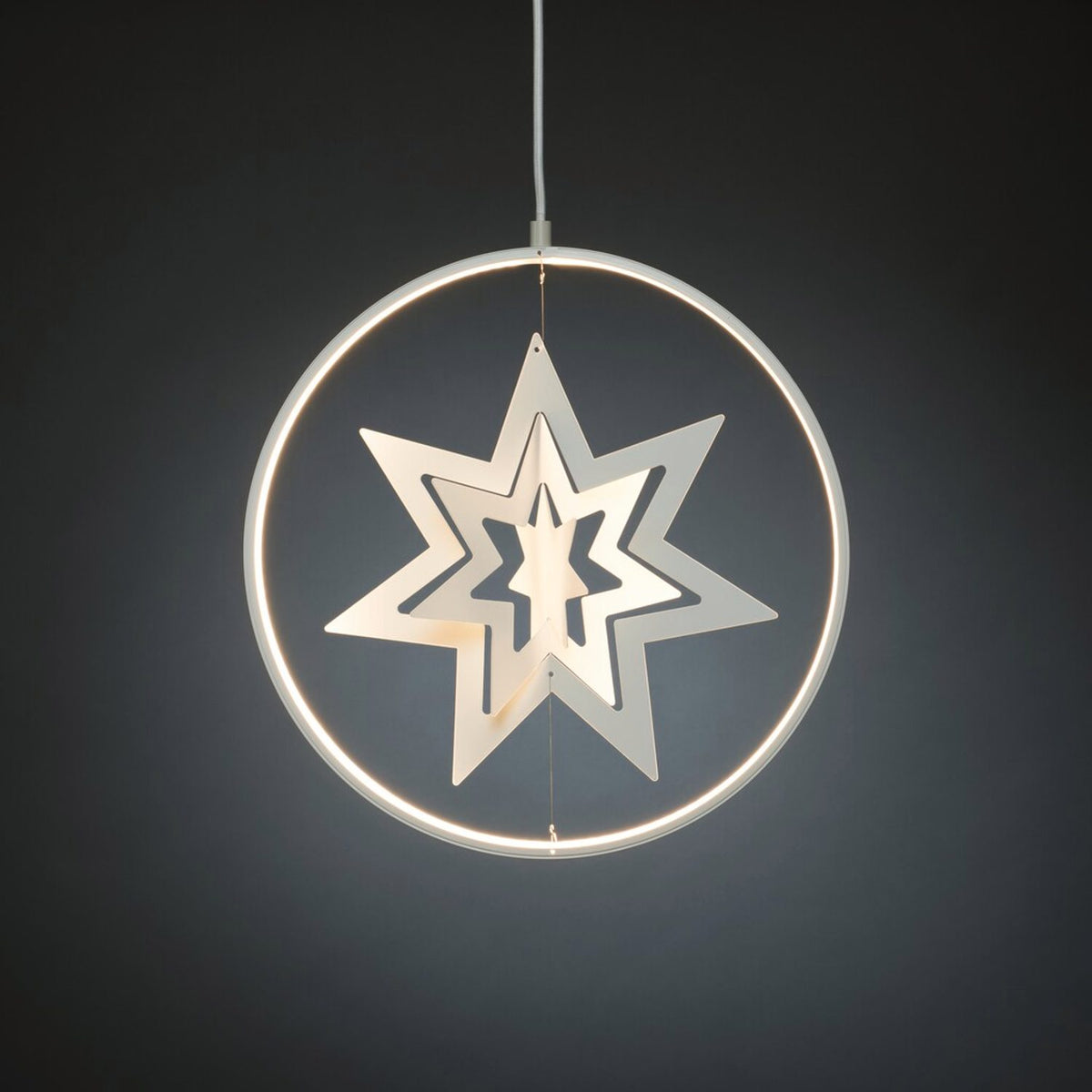 Hängande Metall Varmvita LED Julstjärna Inne Vit