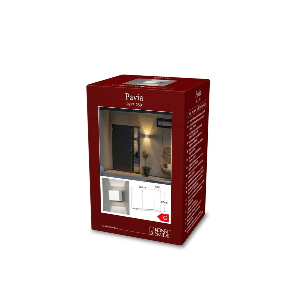 Pavia HP-LED 4x3W Vägglampa Ute Vit