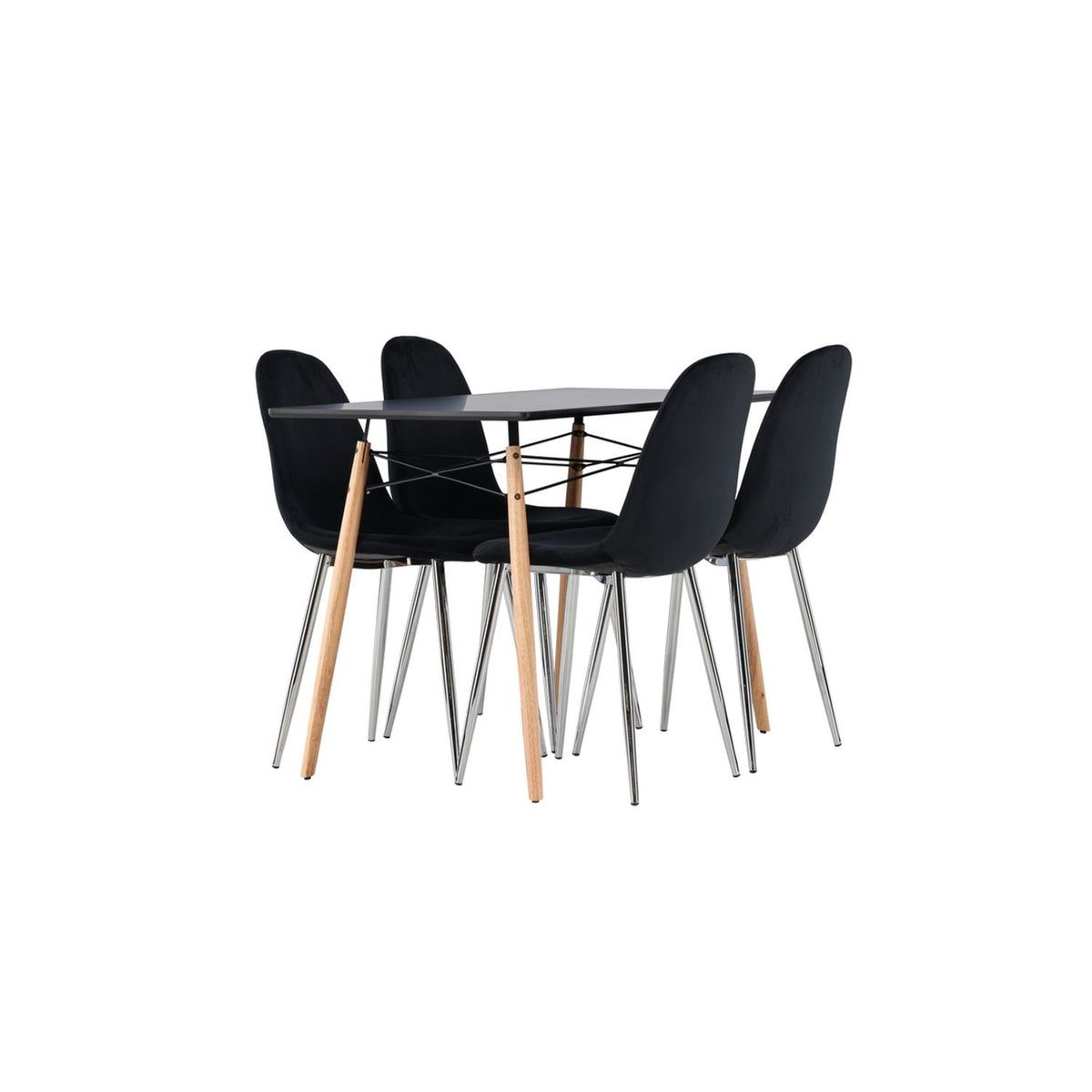 Danburi, Polar Rektangulär matgrupp Svart,Silver, Svart,Natur, 120 x 60
