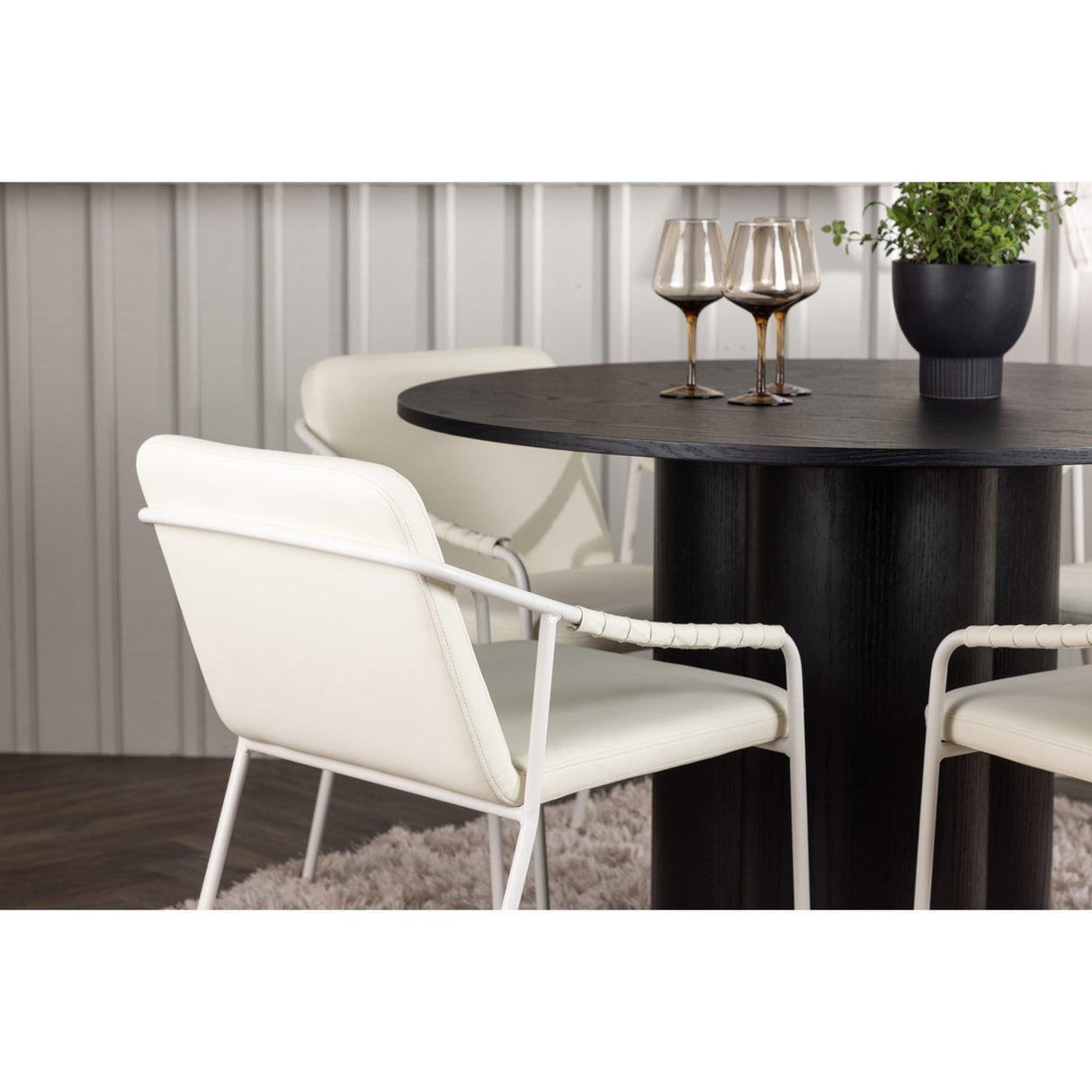 Olivia, Tvist Rund matgrupp Beige, Svart, ⌀110