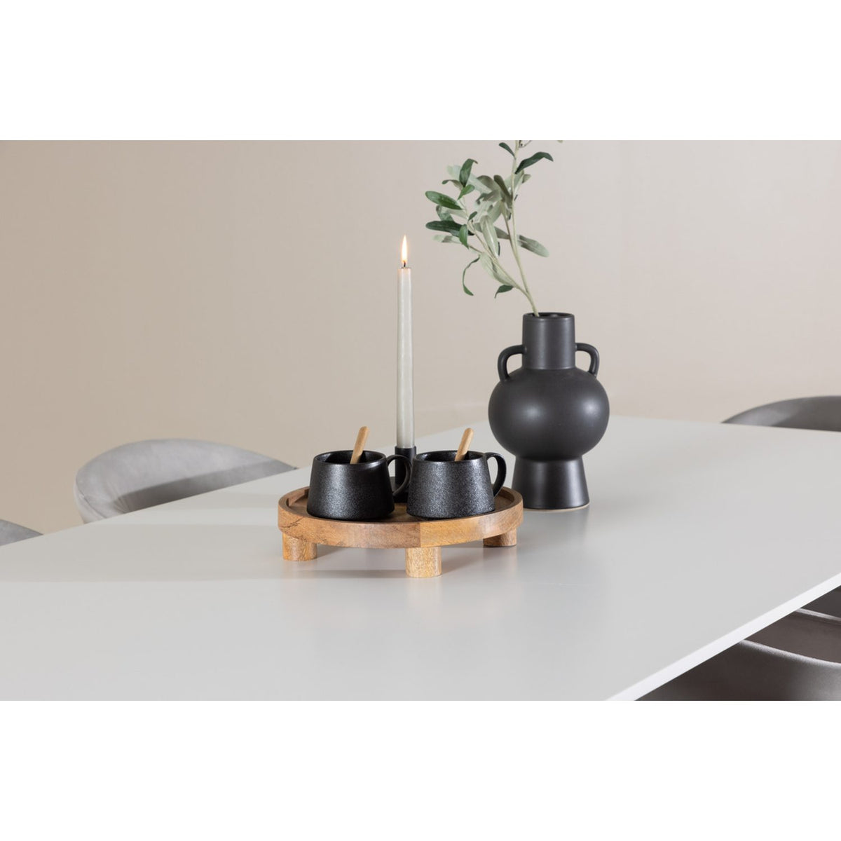 Silar, Evelina Rektangulär matgrupp Svart,Grå, Vit, 180 x 90