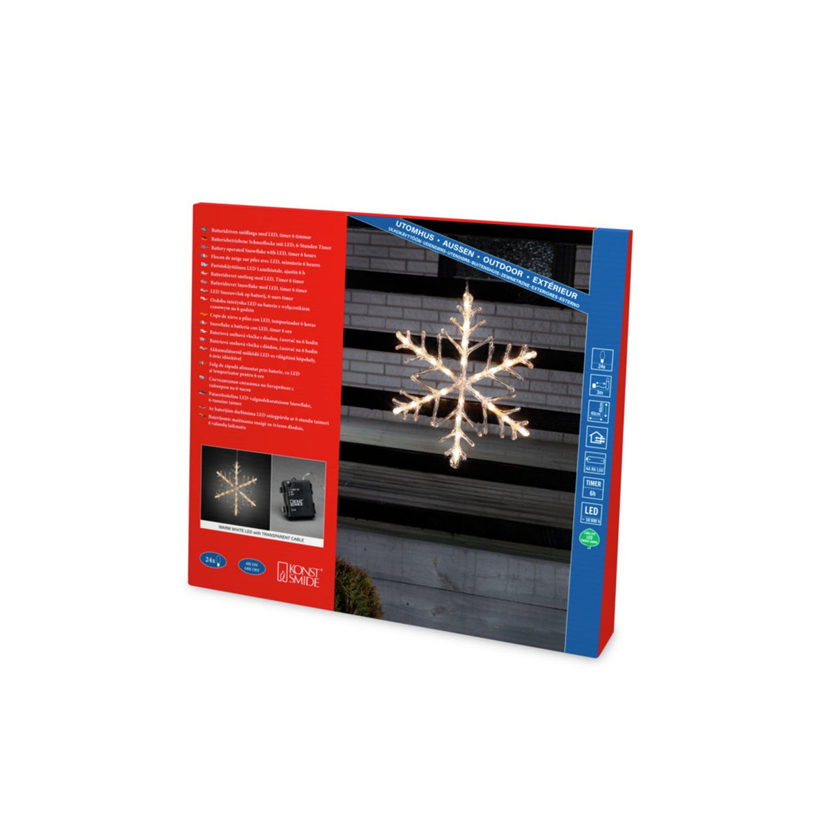Snöflinga akryl 40 cm LED Varmvit Ljusdekoration Ute