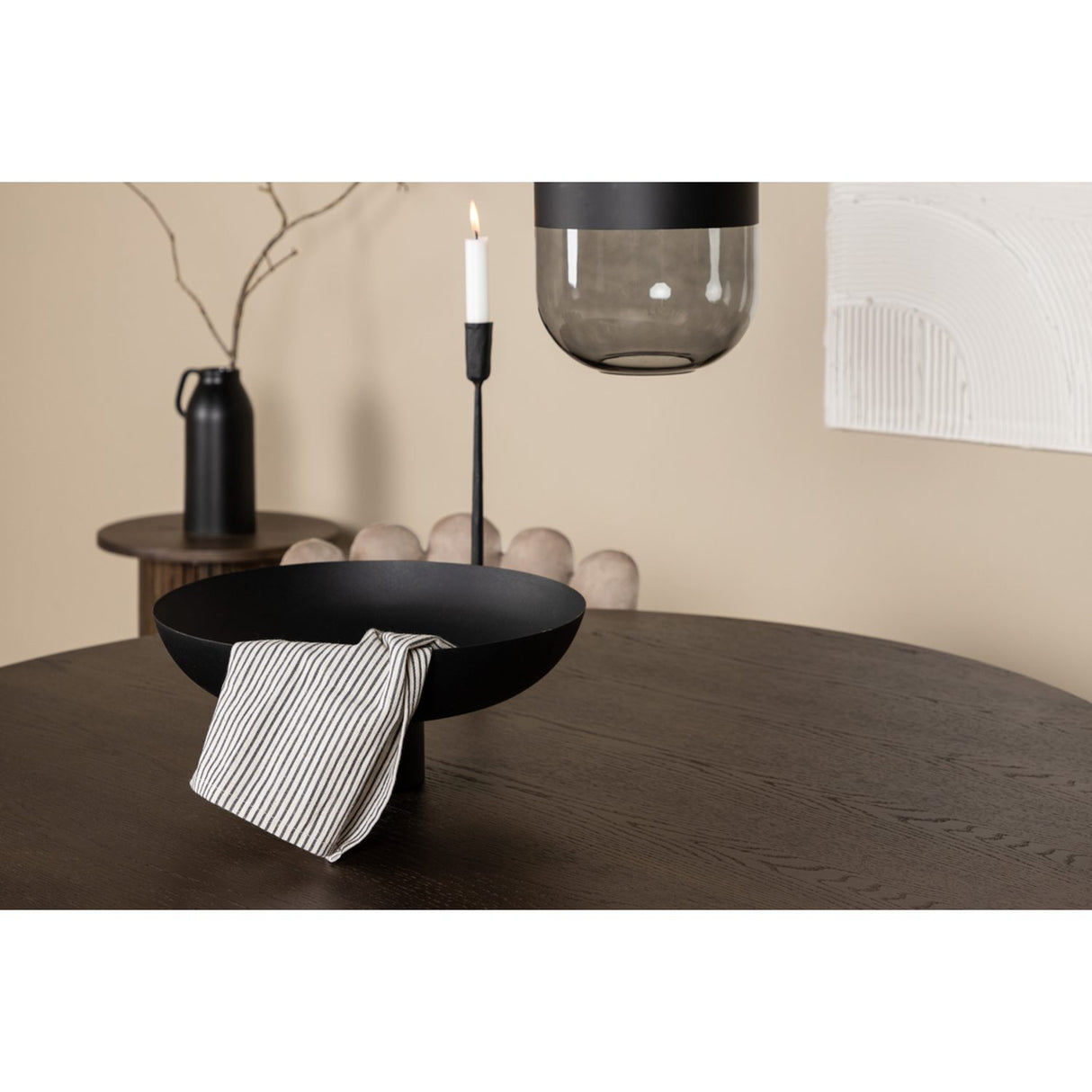Stone, Limhamn Rund matgrupp Beige,Svart, Svart, mocka, ⌀120