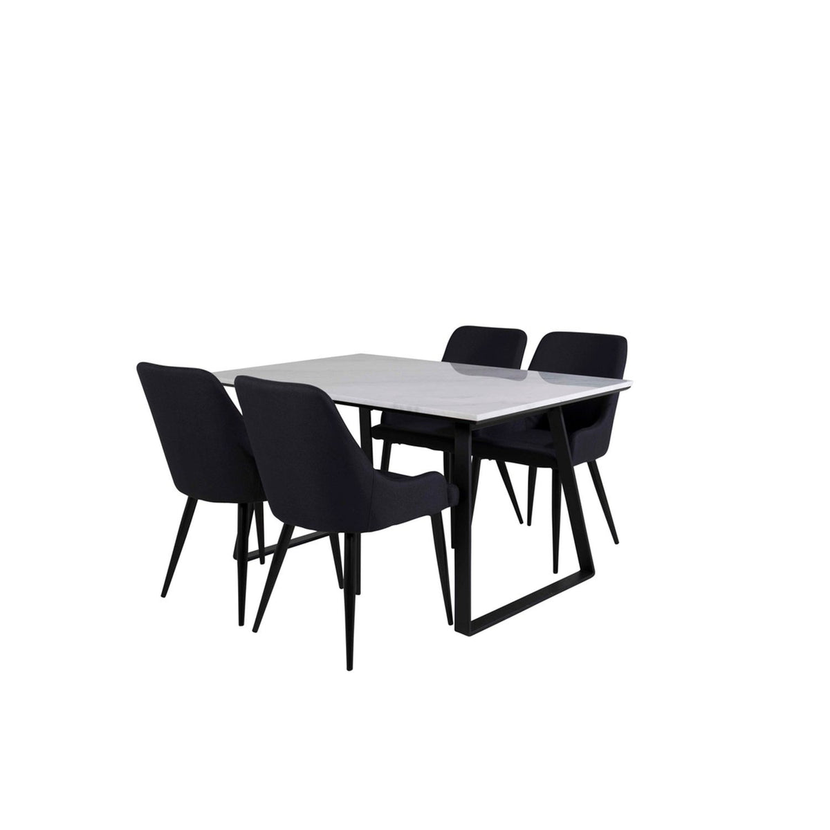 Estelle, Plaza Rektangulär matgrupp Svart, Svart, vit, 140 x 90