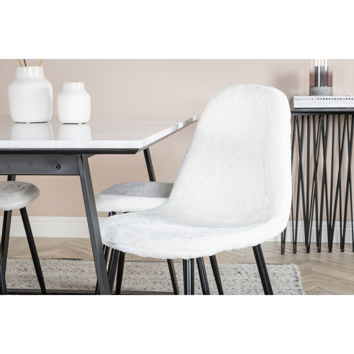 Estelle, Polar Rektangulär matgrupp Svart, vit, Svart, vit, 140 x 90