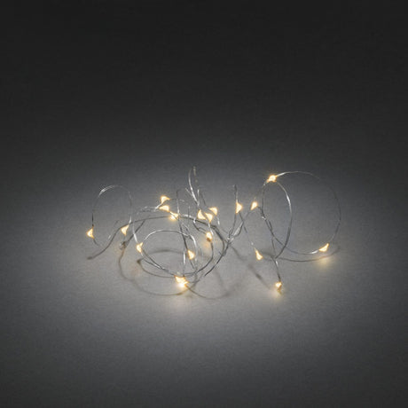 Metallisk LED Timer 6h Ljusslinga Inomhus 40 Lampor (3.9m), Amber/Silverfärgad