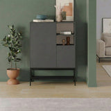 Amira (90 x 125 x 40 cm) Sideboard Antracitträ Svart Svart