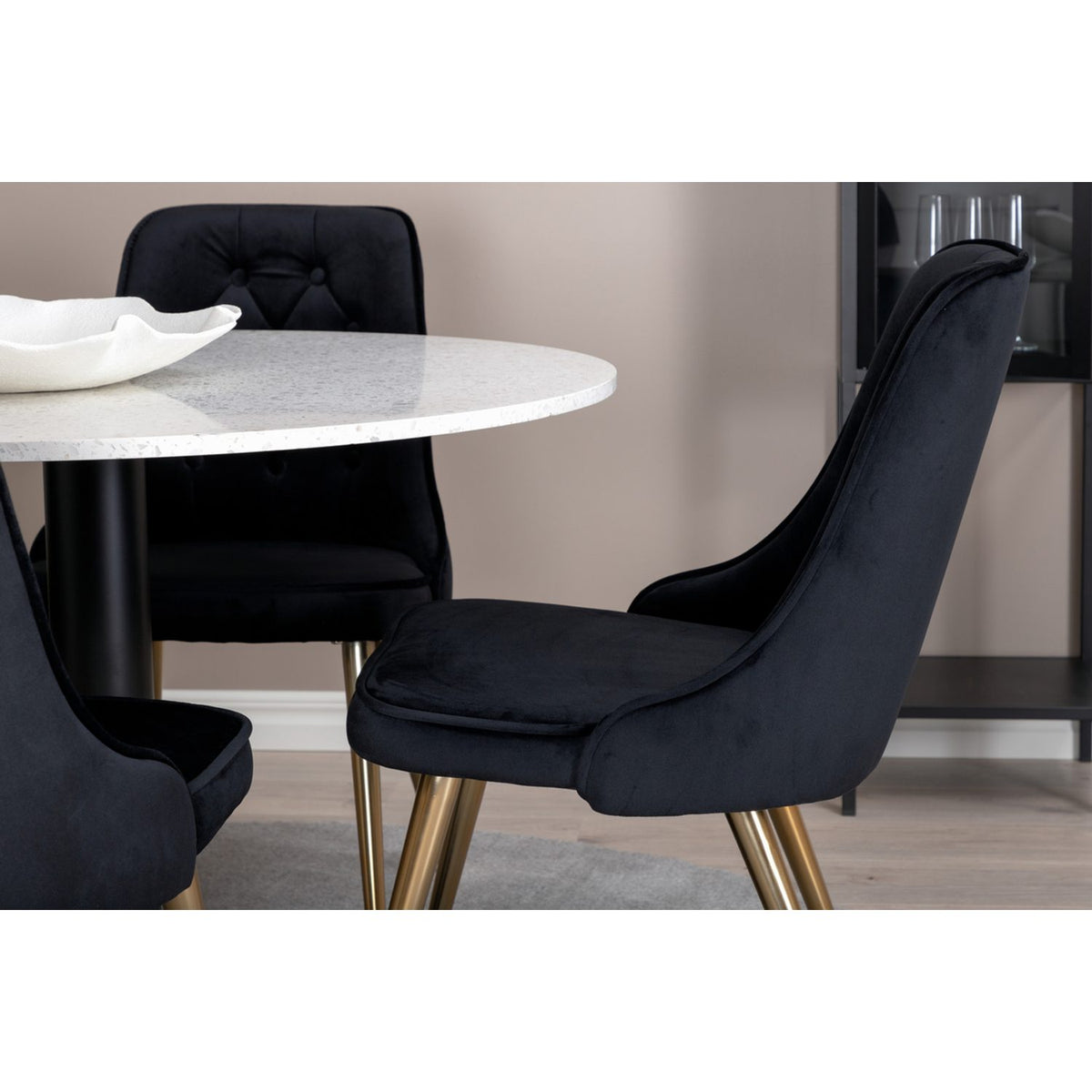 Razzia, Velvet Deluxe Rund matgrupp Svart, Guld, Svart,Vitt, ⌀106