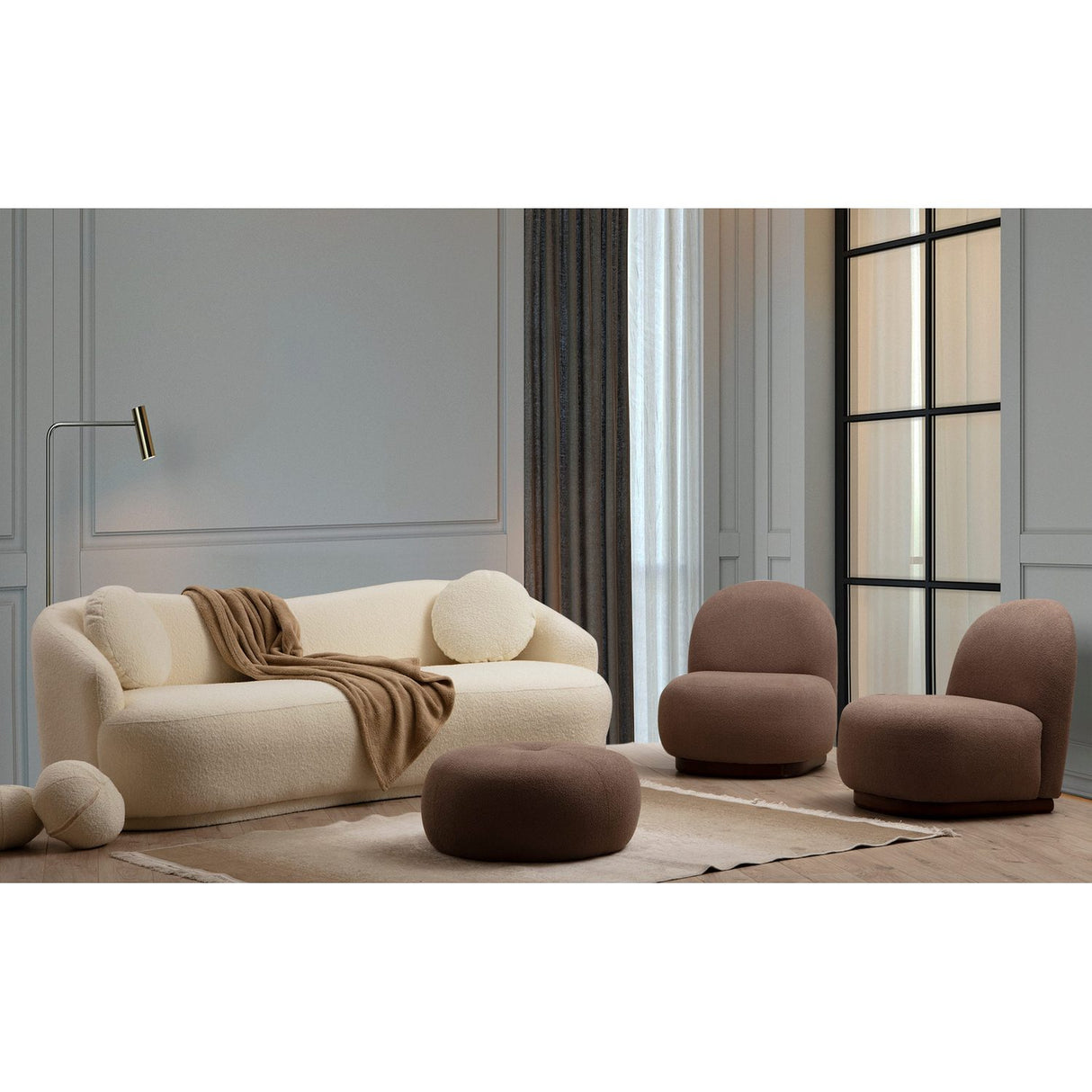 Ancona (225 x 76 x 98 cm) Kräm 3-sitssoffa